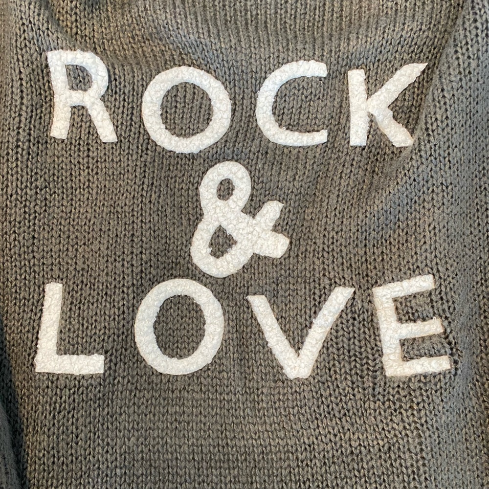 “Rock & Love” Dark Grey Cardigan, oversized.